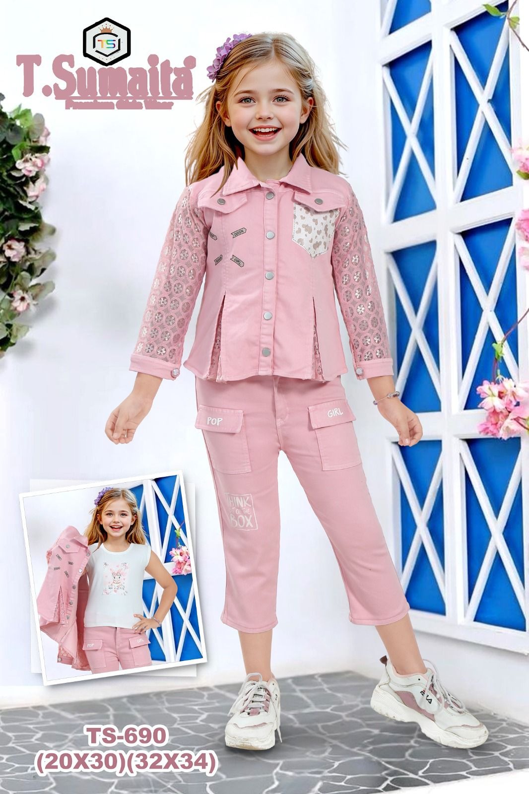 Corduroy & Floral 3-Piece Set